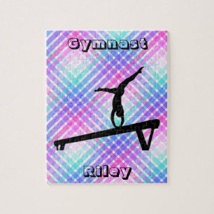Girls Gymnast Gymnastik Balance Beam Pastell Puzzle