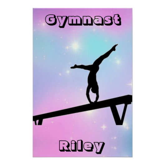 Girls Gymnast Gymnastik Balance Beam Poster (Vorderseite)