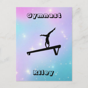 Girls Gymnast Gymnastik Balance Beam Postkarte