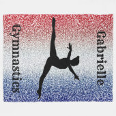 Girls Gymnast Rot, Weiß und Blau Sparkle Custom Fleecedecke (Vorderseite (Horizontal))