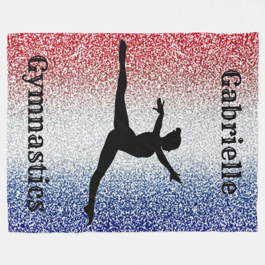 Girls Gymnast Rot, Weiß und Blau Sparkle Custom Fleecedecke (Vorderseite (Horizontal))