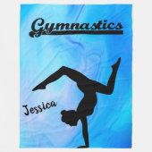 Girls Gymnastics Blue Swirl Individuelle Name Fleecedecke (Vorderseite)