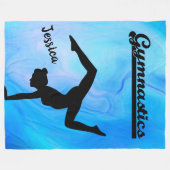 Girls Gymnastics Blue Swirl Individuelle Name Fleecedecke (Vorderseite (Horizontal))