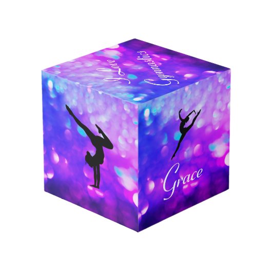 Girls Gymnastics Cube - Personalize Würfel (Rückseite Schrägansicht)