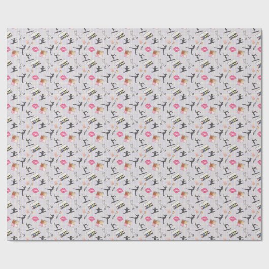 Girls Gymnastics - Girly Makeup Geschenkpapier (Flach)