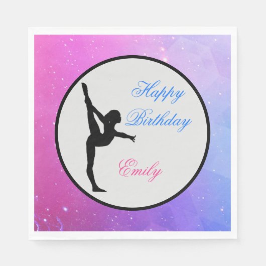 Girls Gymnastics Happy Birthday Napkins Serviette (Vorderseite)