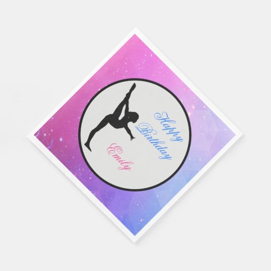 Girls Gymnastics Happy Birthday Napkins Serviette (Ecke)