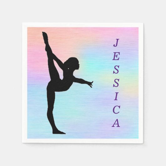 Girls Gymnastics Pastel Paper Napkins Serviette (Vorderseite)