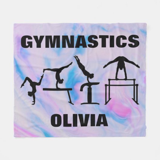 Girls Gymnastics Pastel Wirbel Fleecedecke (Vorderseite (Horizontal))