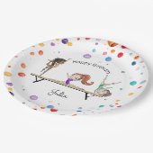 Girls Gymnastics Rainbow Balloons Geburtstagsparty Pappteller (Schrägansicht)