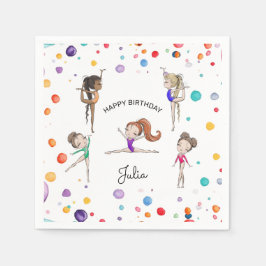 Girls Gymnastics Rainbow Balloons Geburtstagsparty Serviette