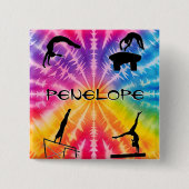 Girls Gymnastics Rainbow Krawatte Dye Button (Vorderseite)