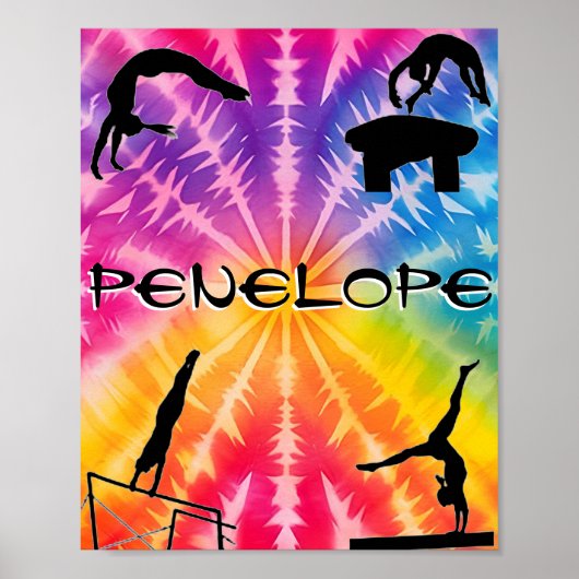 Girls Gymnastics Rainbow Krawatte Dye Poster (Vorne)