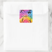 Girls Gymnastics Rainbow Krawatte Dye Quadratischer Aufkleber (Tasche)