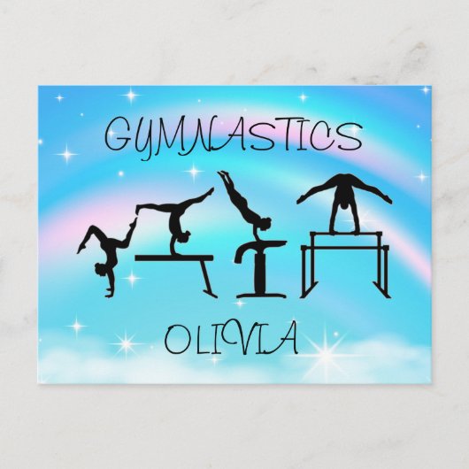 Girls Gymnastics Rainbow Wirbel Postkarte (Vorderseite)