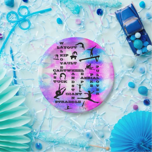 Girls Gymnastics Skills Crosswords (8) Papierplatt Pappteller (Party)