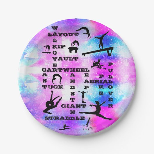 Girls Gymnastics Skills Crosswords (8) Papierplatt Pappteller (Vorderseite)