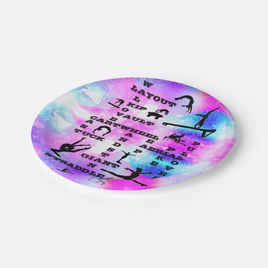 Girls Gymnastics Skills Crosswords (8) Papierplatt Pappteller (Schrägansicht)