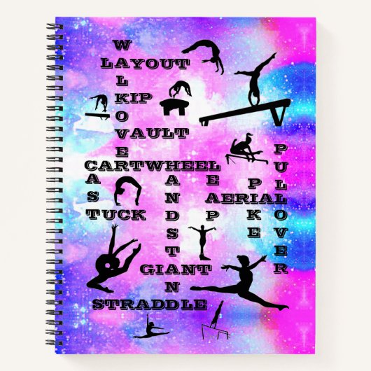 Girls Gymnastics SpiralNotebook mit ihrem Namen Notizblock (Vorderseite)