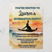 Girls Gymnastics Sunset Beach Geburtstag Einladung (Vorne/Hinten)
