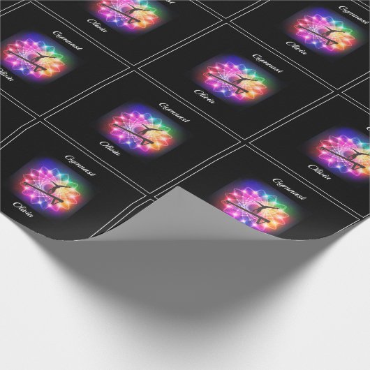 Girls Gymnastik Balance Beam Personalisiert Geschenkpapier (Ecke)