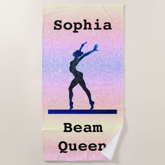 Girls Gymnastik Beam Queen Imitats Glitzer Beach T Strandtuch (Vorderseite)