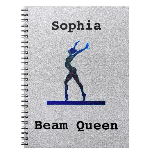 Girls Gymnastik Beam Queen Imitats Glitzer Notizblock (Vorderseite)