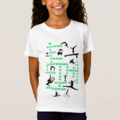 Girls Gymnastik befähigt grünen Crosswords T - Shi T-Shirt (Vorderseite)