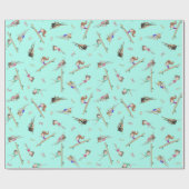 Girls Gymnastik Blaues Türkismuster Geschenkpapier (Flach)