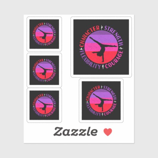 Girls Gymnastik Charakterstärke Courage Aufkleber (Blatt)