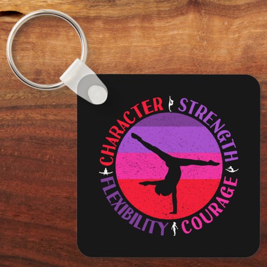 Girls Gymnastik Charakterstärke Courage Schlüsselanhänger (Vorderseite)