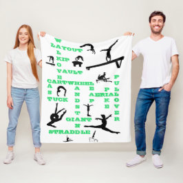 Girls Gymnastik Crossword White, Green & Black Fleecedecke