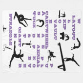 Girls Gymnastik Crossword White, Lila & Black Fleecedecke (Vorderseite (Horizontal))