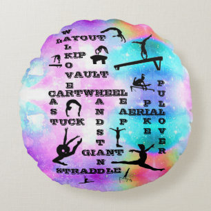 Girls Gymnastik Crosswords Rundkissen Rundes Kissen