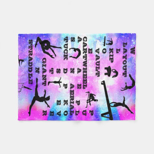 Girls Gymnastik Crosswords Skills Fleece Blanket (Vorderseite (Horizontal))