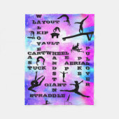 Girls Gymnastik Crosswords Skills Fleece Blanket (Vorderseite)