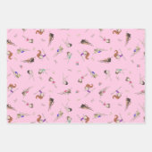 Girls Gymnastik Cupcakes Muster Pink Lila Blau Geschenkpapier Set (Vorderseite)