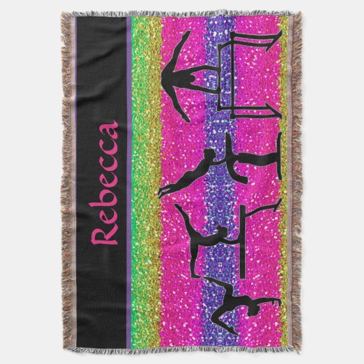 Girls Gymnastik Events Sparkle Throw Blanke Decke (Vorderseite Vertikal)