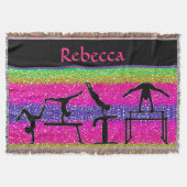 Girls Gymnastik Events Sparkle Throw Blanke Decke (Vorderseite)