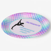 Girls Gymnastik Geburtstag Hübsche Pastel Kariert Pappteller (Schrägansicht)