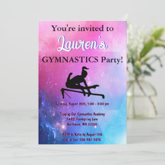 Girls Gymnastik Geburtstagsparty Einladung