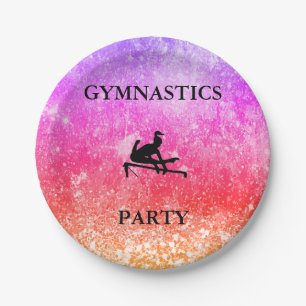 Girls Gymnastik Geburtstagsparty Rainbow Platin Pappteller