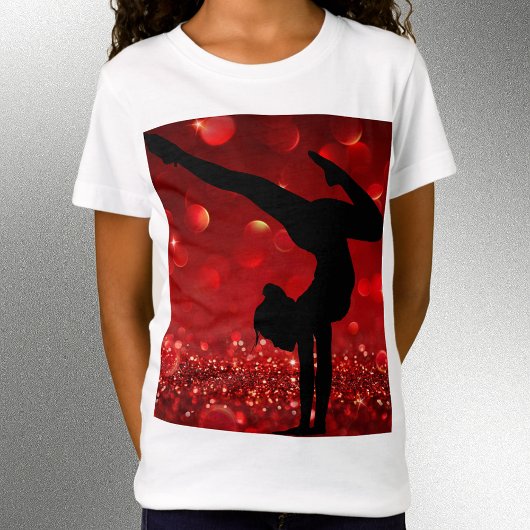 Girls Gymnastik Handstand Roter Schimmer T-Shirt
