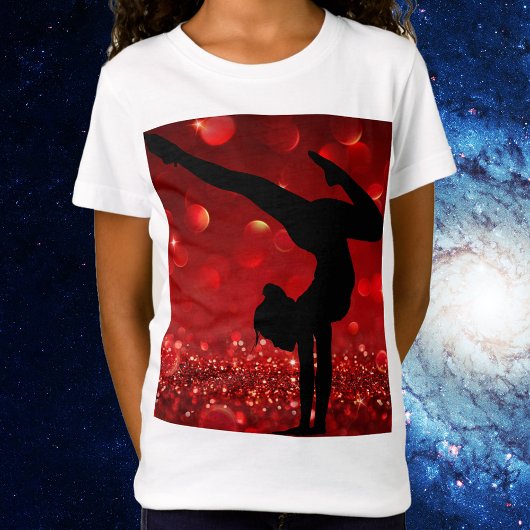 Girls Gymnastik Handstand Roter Schimmer T-Shirt