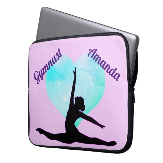 Girls Gymnastik Laptop Sleeve Personalisiert (Vorderseite Links)