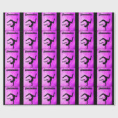 Girls Gymnastik Lila Swirl Personalisiert Geschenkpapier (Flach)