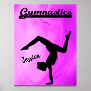 Girls Gymnastik Lila Swirl Personalisiert Poster