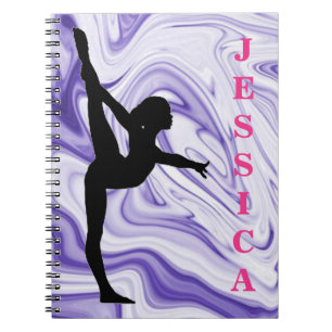 Girls Gymnastik Lila Wirbel Foto Notebook Notizblock