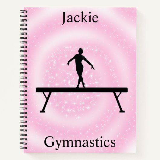 Girls Gymnastik Pink Sparkle Swirl Notebook Notizblock (Vorderseite)