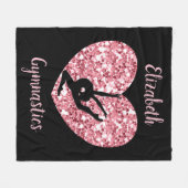 Girls Gymnastik Rose Gold Personalisiert Fleecedecke (Vorderseite (Horizontal))
